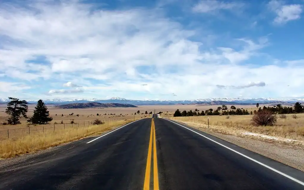 Scenic Mountain Highway with Center Line